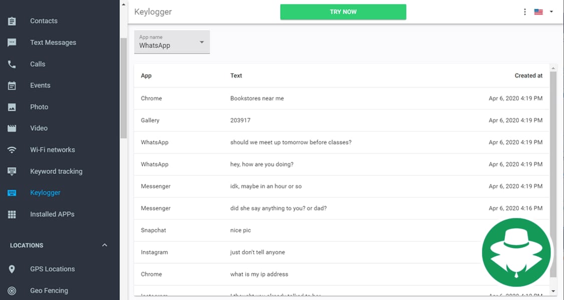 Keylogger - hasil hack password instagram