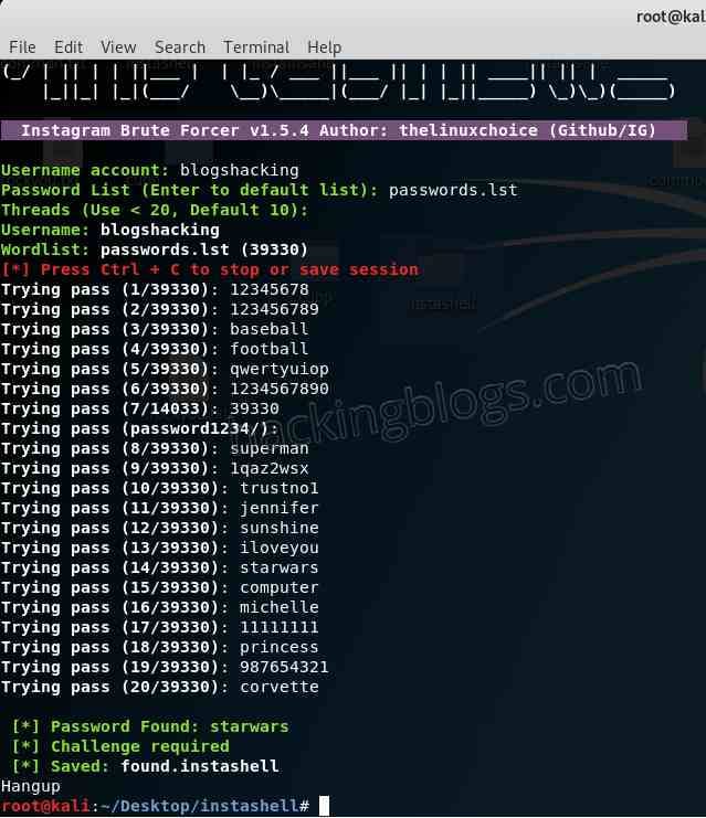 hasil hack password instagram
