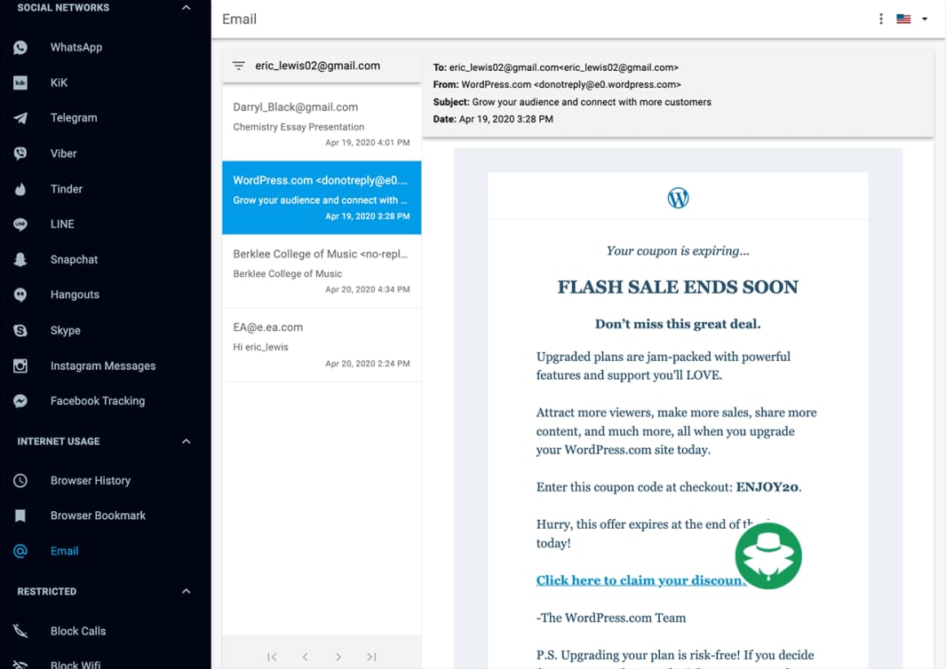Hack Email dari iPhone dengan mSpy