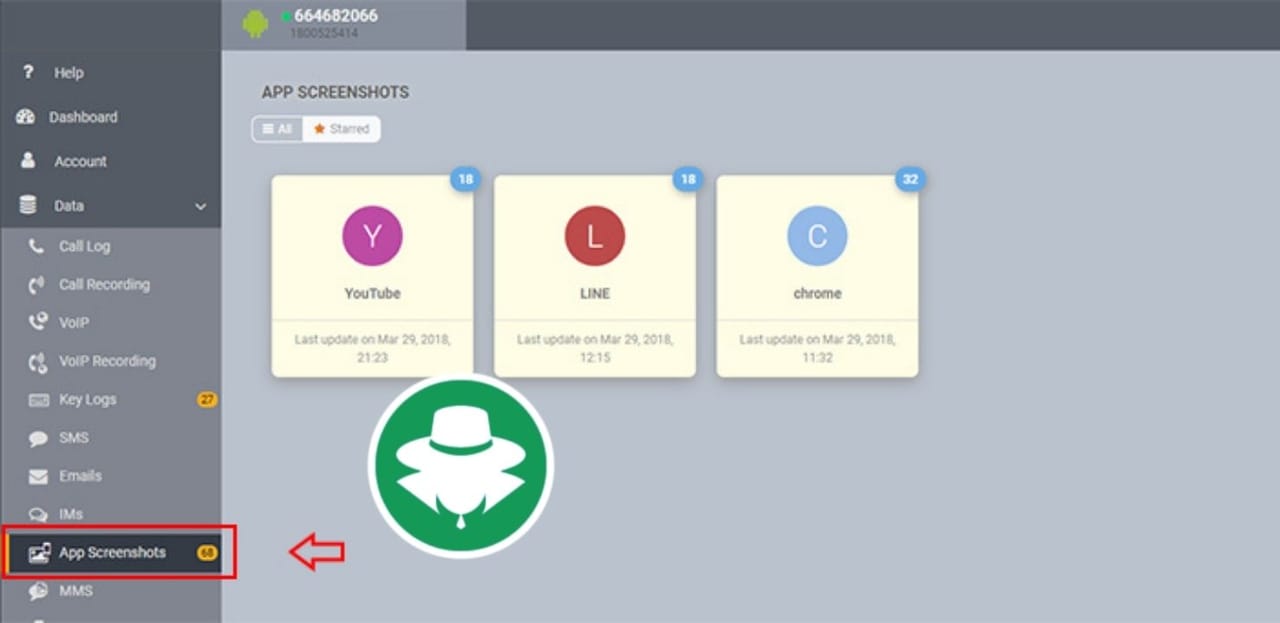 Screenshot aplikasi SADAP HP - Spyera