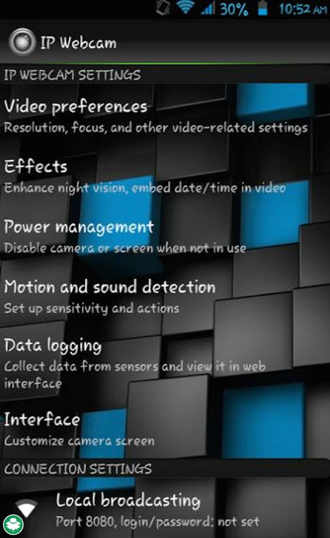Sadap kemera dengan IP webcam