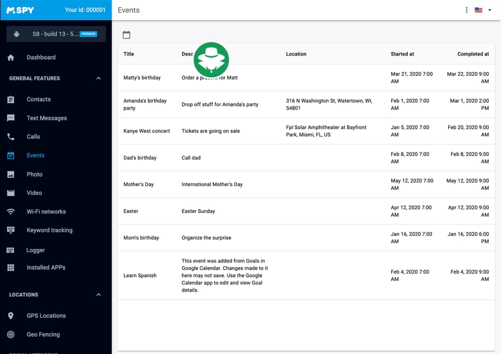 Melihat Data Kalender - Aplikasi Keylogger iOS